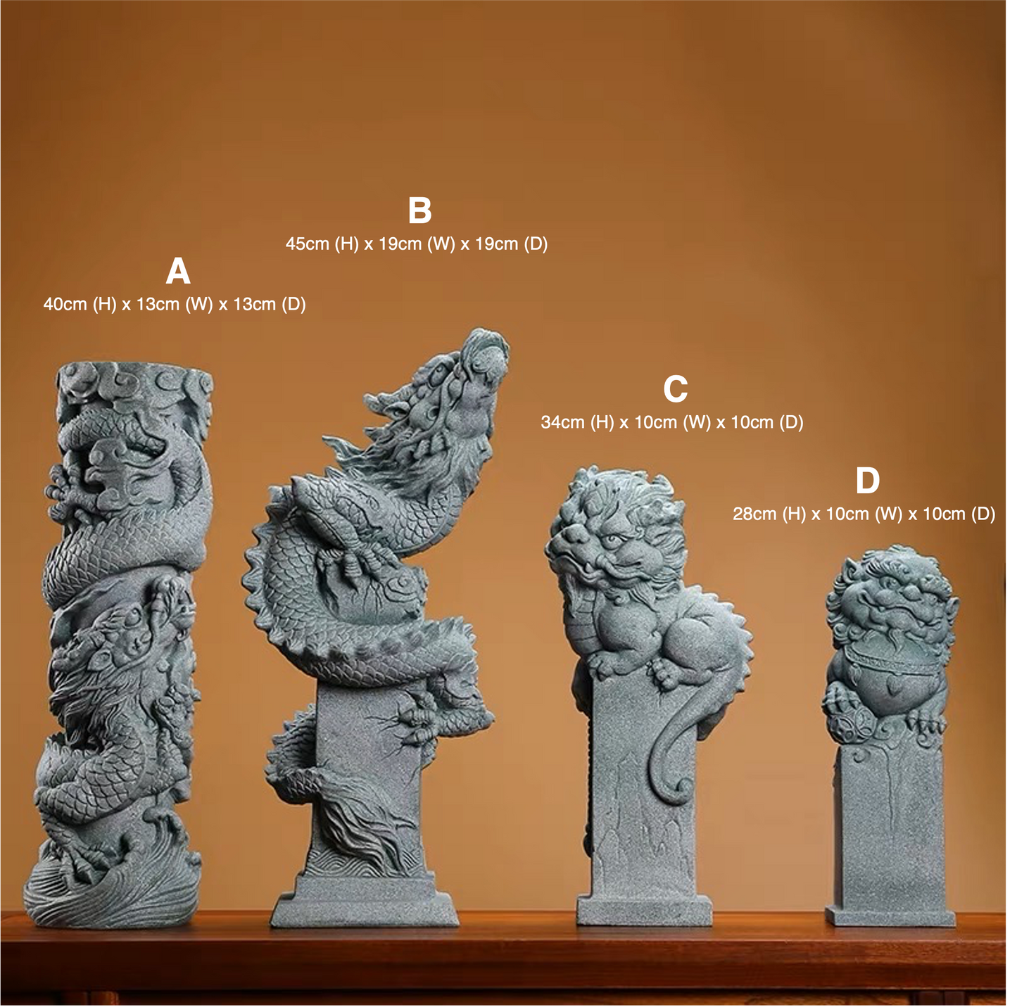 Stone Dragon Sculpture & Statue | Fengshui | Good Fortune and Prosperity | Home and Office Decor | Pi Xiu | Lion | Foo Dogs