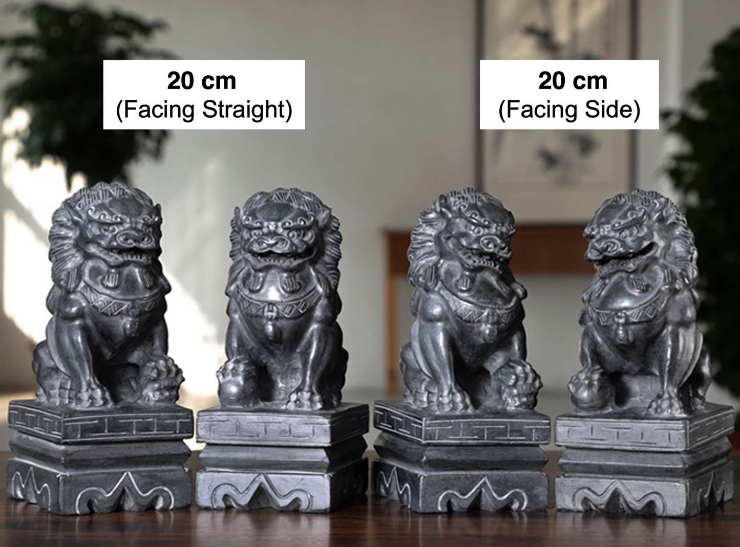 Auspicious Stone Foo Dogs Guardian Lion Sculpture & Statue | Fengshui | Home Decor | Office Blessing | Chinese architectural