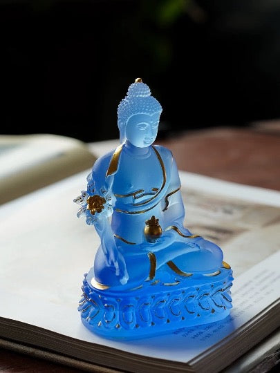 Liu Li Medicine Buddha | Bhalsajyaguru | Liu li Glass Sculputre Ornaments