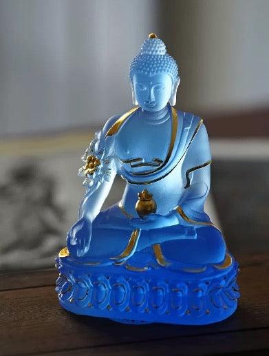 Liu Li Medicine Buddha | Bhalsajyaguru | Liu li Glass Sculputre Ornaments