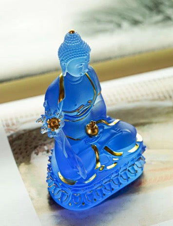 Liu Li Medicine Buddha | Bhalsajyaguru | Liu li Glass Sculputre Ornaments