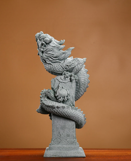 Stone Dragon Sculpture & Statue | Fengshui | Good Fortune and Prosperity | Home and Office Decor | Pi Xiu | Lion | Foo Dogs