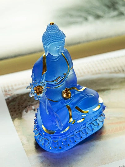 Liu Li Medicine Buddha | Bhalsajyaguru | Liu li Glass Sculputre Ornaments