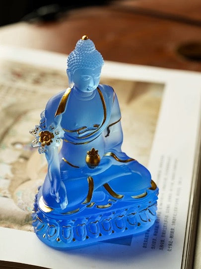 Liu Li Medicine Buddha | Bhalsajyaguru | Liu li Glass Sculputre Ornaments