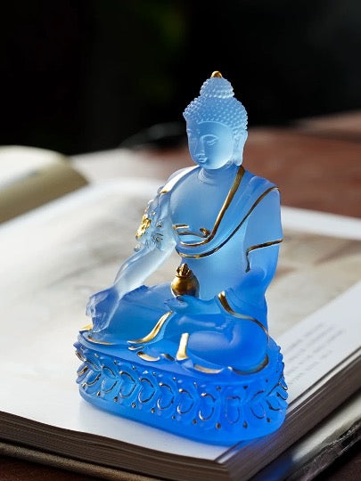 Liu Li Medicine Buddha | Bhalsajyaguru | Liu li Glass Sculputre Ornaments