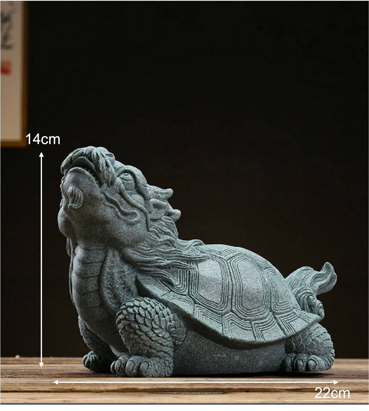 Auspicious Stone Dragon Turtle Sculpture | Fengshui | Home Decor | Office Blessing | Ornament Display