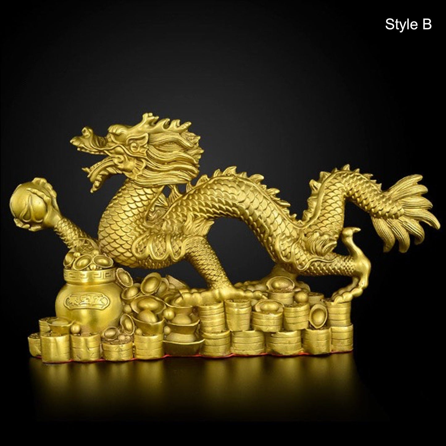 Brass Dragon Phoenix Sculpture & Statue | Fengshui | Good Fortune and Prosperity | Home Decor and Business Display