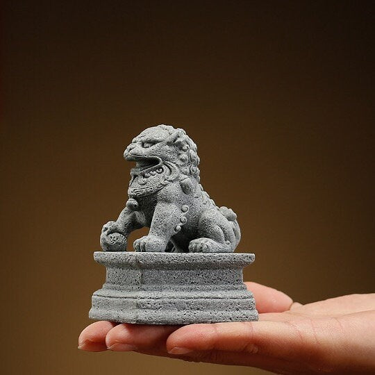 Auspicious Cement Foo Dogs Guardian Lion Sculpture & Statue | Fengshui | Home Decor | Office Blessing | Chinese architectural