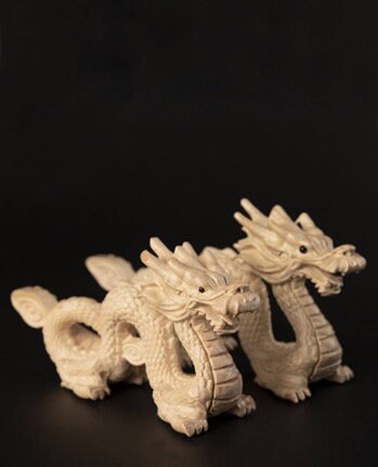 Wood Craft Dragon Sculpture & Statue | Fengshui | Good Fortune and Prosperity | Home and Office Display｜Mahogany Wood