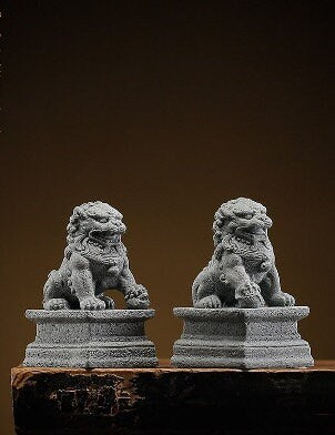 Auspicious Cement Foo Dogs Guardian Lion Sculpture & Statue | Fengshui | Home Decor | Office Blessing | Chinese architectural