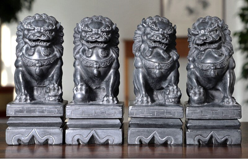 Auspicious Stone Foo Dogs Guardian Lion Sculpture & Statue | Fengshui | Home Decor | Office Blessing | Chinese architectural