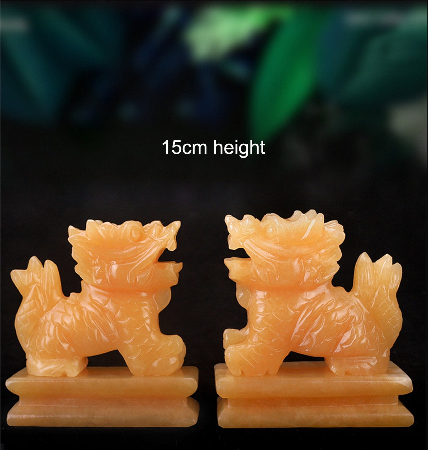 Auspicious Jade Stone Kirin Dragon Sculpture & Statue | Fengshui | Good Fortune and Prosperity | Home Decor | Office Blessing