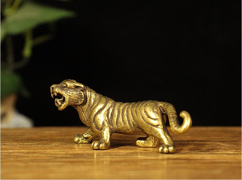 Auspicious Pure Brass Tiger Sculpture | Fengshui | Home Decor | Office Blessing | Ornament Display | Chinese zodiac