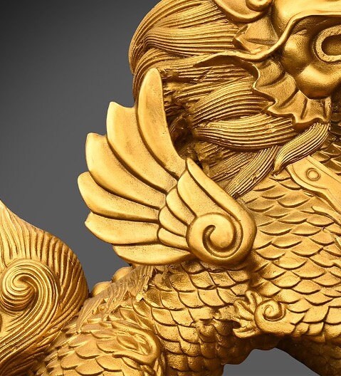 Auspicious Brass Kirin Dragon Sculpture & Statue | Fengshui | Good Fortune and Prosperity | Home Decor | Office Blessing