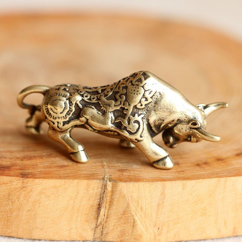 Auspicious Brass Bull Sculpture | Fengshui | Home Decor | Office Blessing | Ornament Display | Chinese zodiac | OX