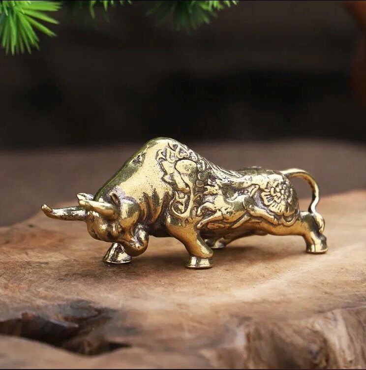 Auspicious Brass Bull Sculpture | Fengshui | Home Decor | Office Blessing | Ornament Display | Chinese zodiac | OX