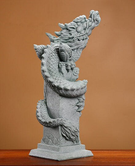 Stone Dragon Sculpture & Statue | Fengshui | Good Fortune and Prosperity | Home and Office Decor | Pi Xiu | Lion | Foo Dogs