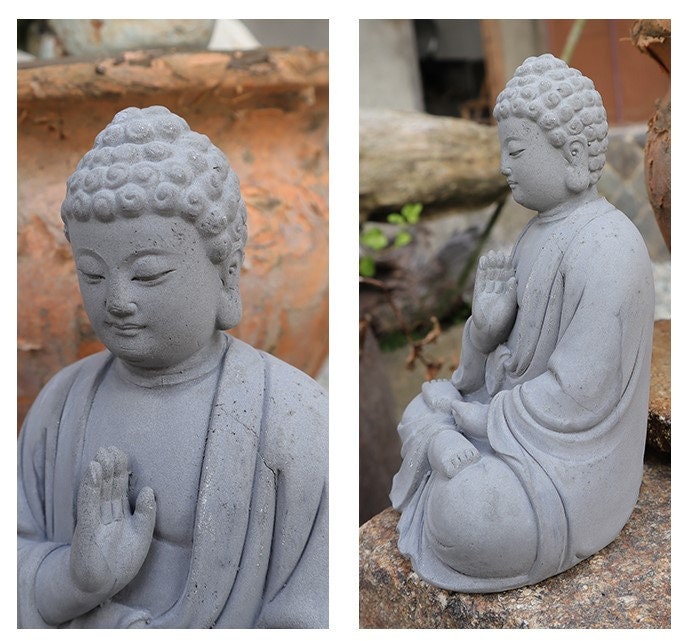 Handmade Cement Buddha Statue Decoration Ornament | Garden Outdoor Living Room Study Room | Religion Spiritual | Gifting for him or her