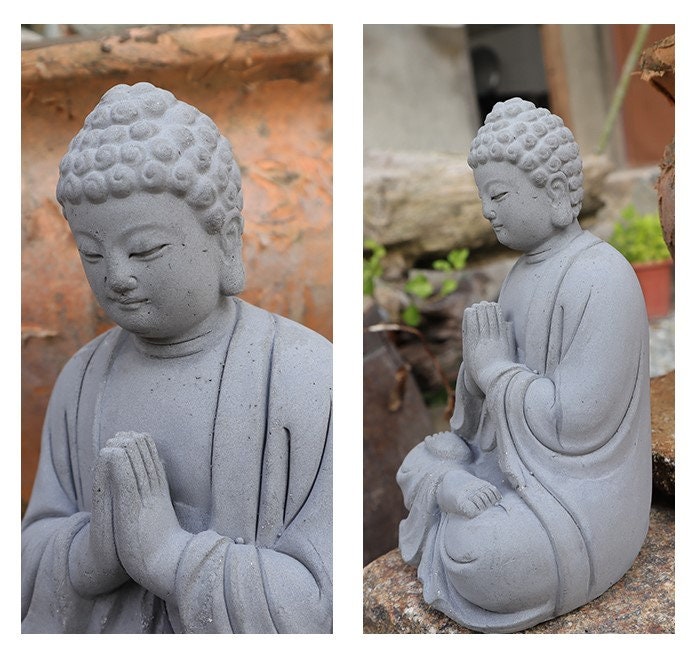 Handmade Cement Buddha Statue Decoration Ornament | Garden Outdoor Living Room Study Room | Religion Spiritual | Gifting for him or her