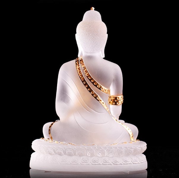 Liu Li Buddha Statue Figuring and Glass Art Sculpture | Gifting for him or her | Spiritual and Religion | Ornament Decoration | Home Living