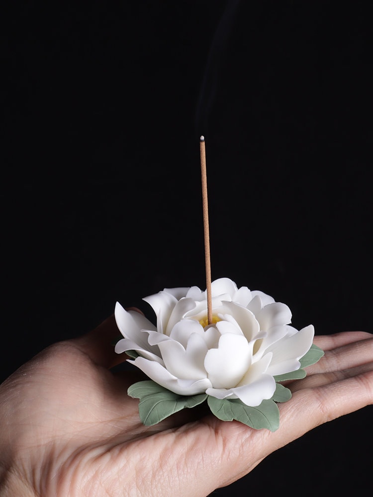 Meditation Porcelain Lotus Incense Stick Holder | Peace Serenity Tranquility Calmness | Spirituality & Religion | Gift for him and her