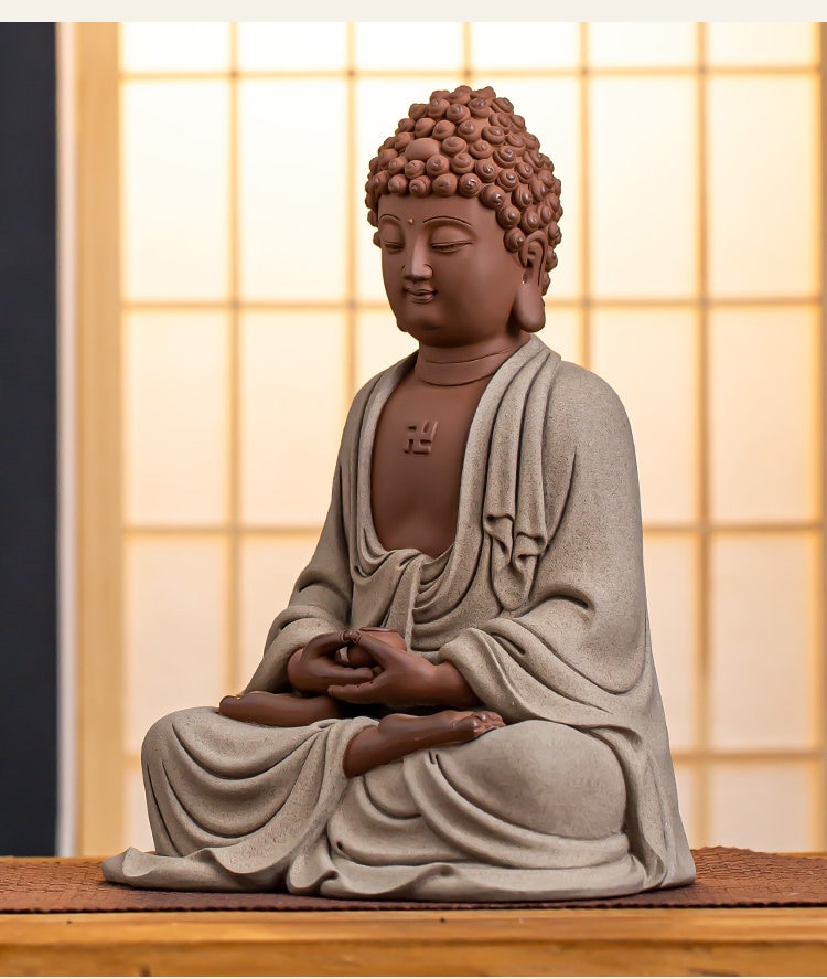 Handmade Ceramic Sakyamuni Amitabha Medicine Buddha Statue | Buddha Statue | Meditation | Dhyana Mudra | Abhaya Mudra | Buddha Decor