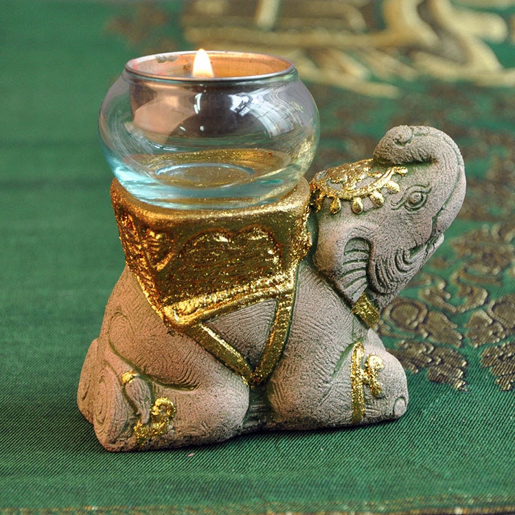 Handmade Elephant Buddha Statue Candle Holder for Decoration and Display | Garden Outdoor Home Living | Mindful Gift