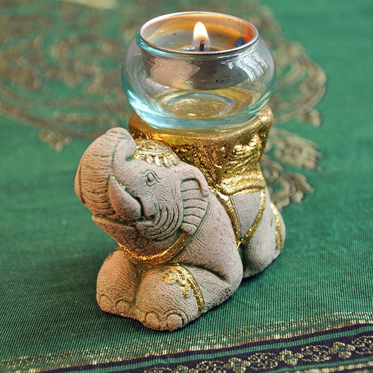 Handmade Elephant Buddha Statue Candle Holder for Decoration and Display | Garden Outdoor Home Living | Mindful Gift