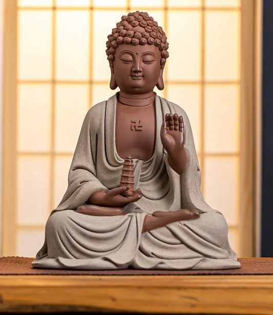 Handmade Ceramic Sakyamuni Medicine Buddha Statue | Meditation