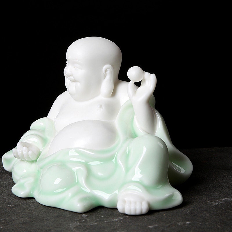 Handmade Ceramic Laughing Buddha Statue | Gifting for him or her | Home Office Decoration