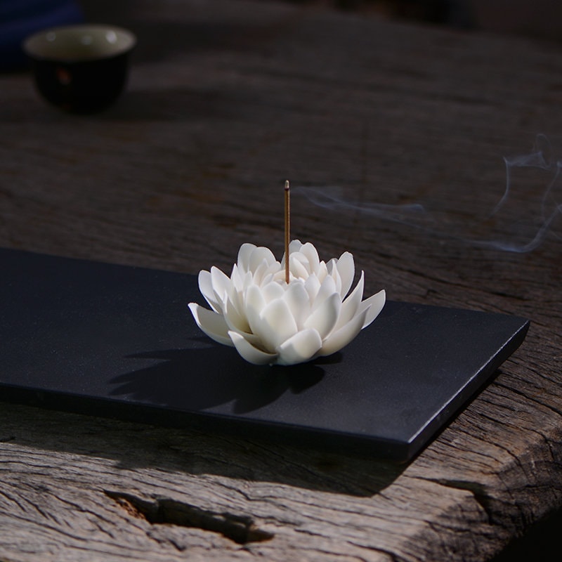 Handmade Meditation Porcelain Lotus Incense Stick Holder | Serenity Tranquility Calmness | Spirituality & Religion | Gift for him or her