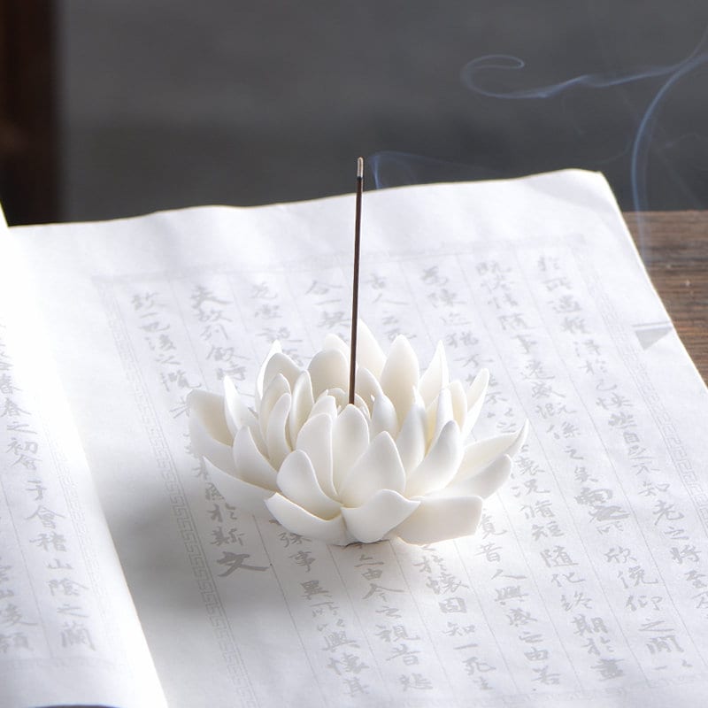 Handmade Meditation Porcelain Lotus Incense Stick Holder | Serenity Tranquility Calmness | Spirituality & Religion | Gift for him or her