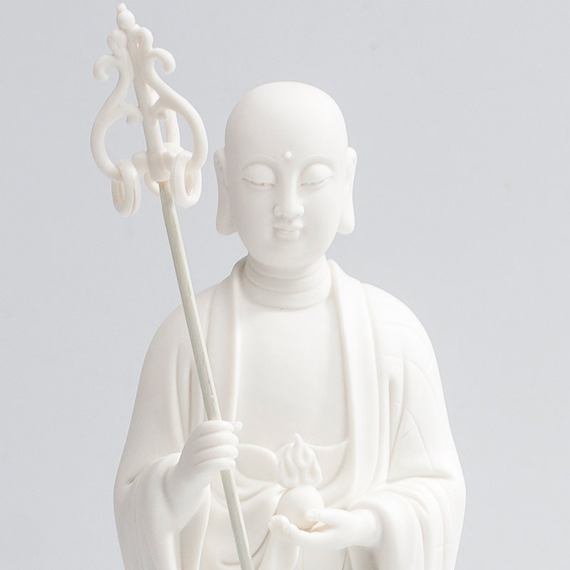 Handmade Porcelain Ksitigarbha Bodhisattva Buddha Statue | Mindful Gift | Meditation