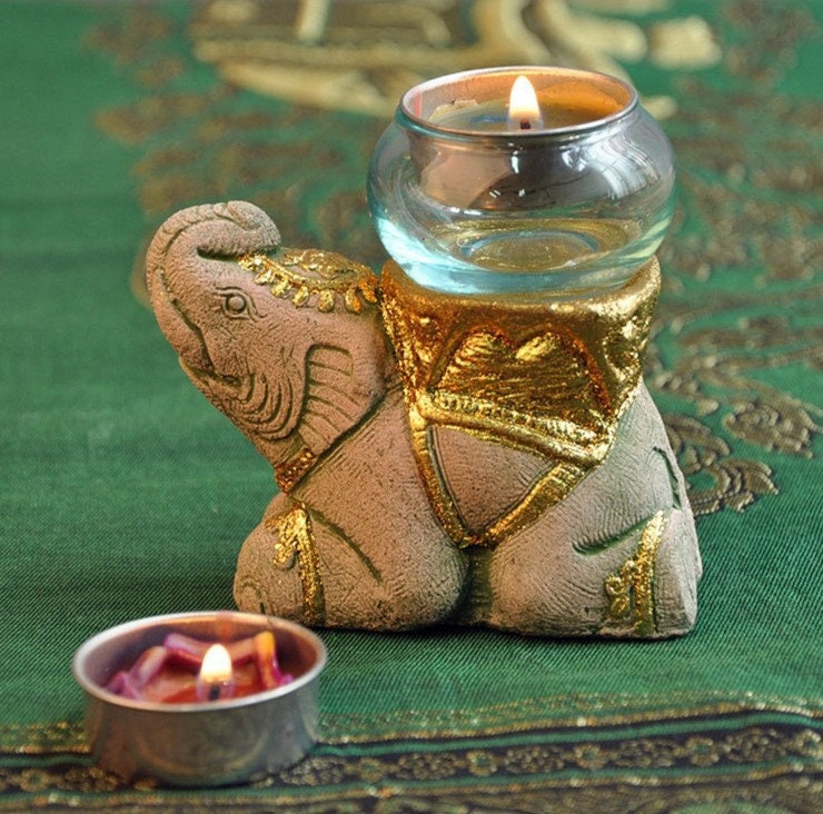 Handmade Elephant Buddha Statue Candle Holder for Decoration and Display | Garden Outdoor Home Living | Mindful Gift