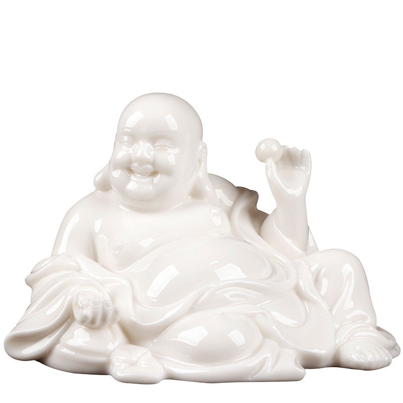 Handmade Ceramic Laughing Buddha Statue | Gifting for him or her | Home Office Decoration