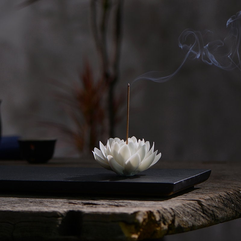 Handmade Meditation Porcelain Lotus Incense Stick Holder | Serenity Tranquility Calmness | Spirituality & Religion | Gift for him or her