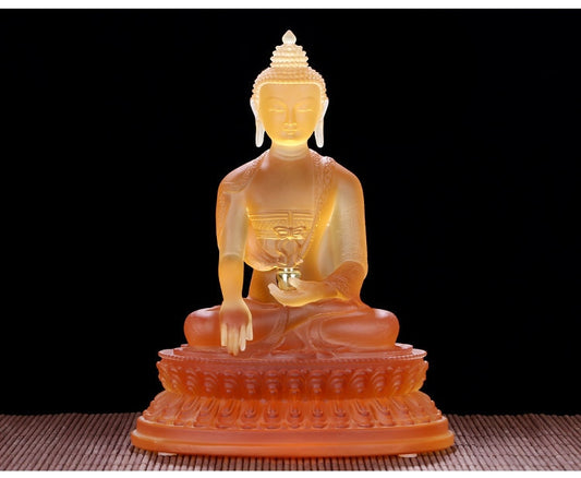 Liu Li Medicine Buddha Statue, Wishes for Sentient Beings | Liu li Glass Sculputre Ornaments | Meditation | Gift for him or her | Shakyamuni