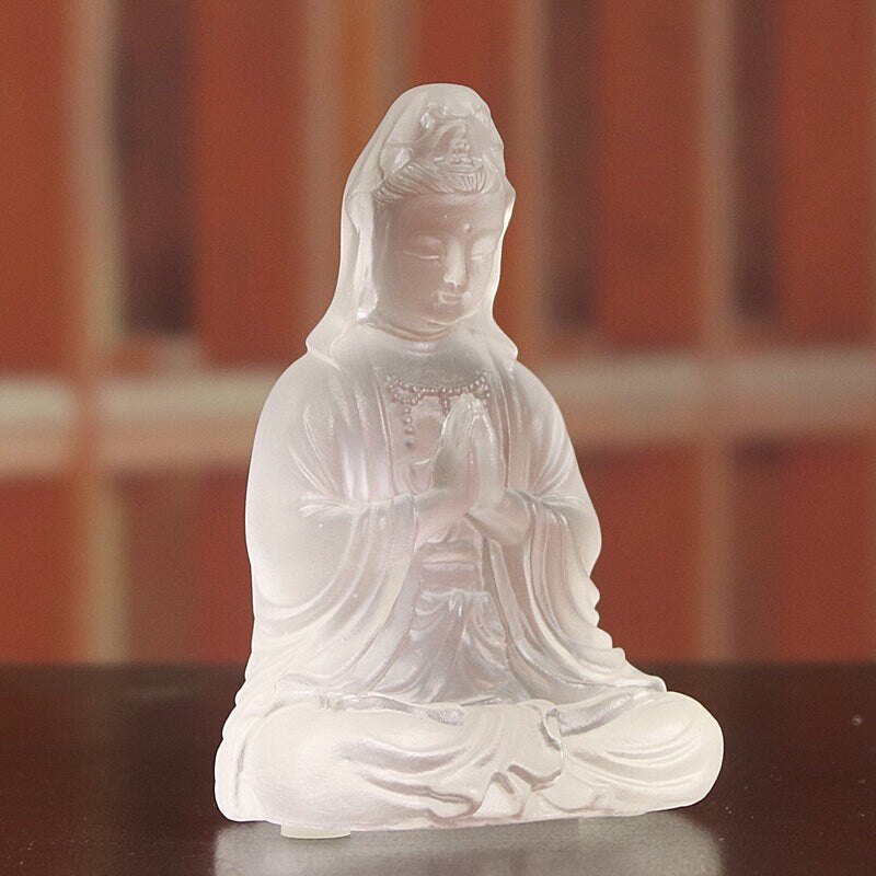 Liu Li Guan Yin Statue Ornament | Spiritual Religion | Gifting for him or her | Goddess of Compassion | Crystal Art | Buddha Decoration