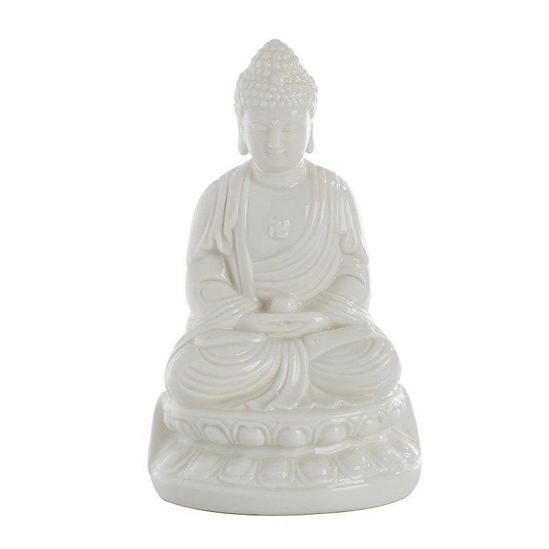 Handmade Ceramic Buddha Statue | Gautama Sakyamuni Buddha Ornaments | Dhyana Mudra | Mindful Gift | Meditation