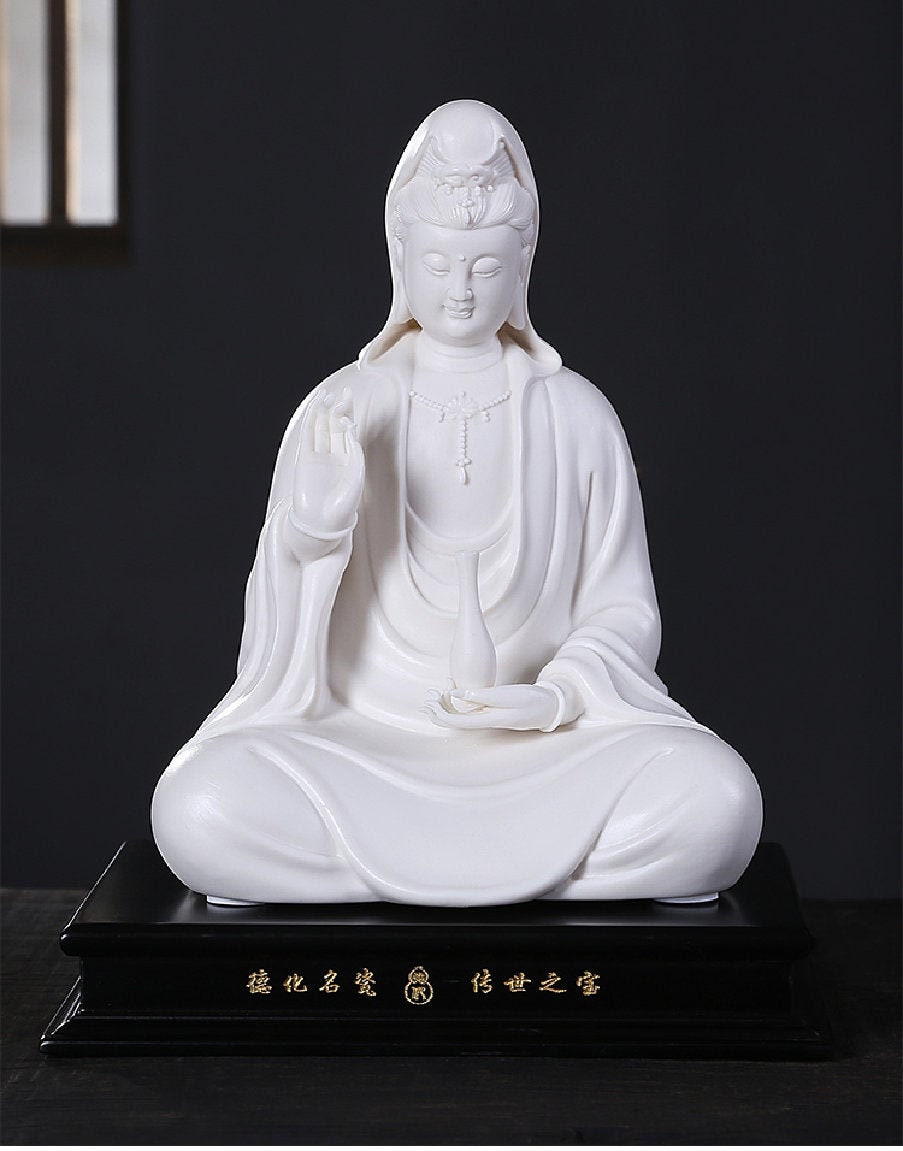 Ceramic Guan Yin Statue | Buddha Ornament | Meditation |The Goddess of Compassion and Mercy | Bodhisattva Guan Yin