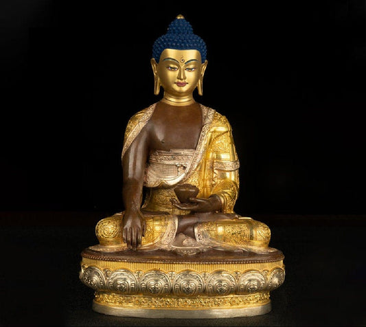 Handmade Tibetan Shakyamuni Buddha Statue | Bhumisparsha mudra | Earth Touching Mudra | Meditation