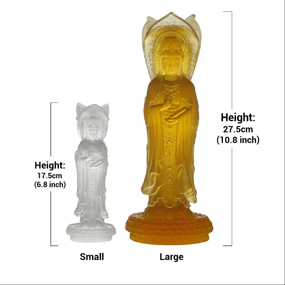 Liu Li 3 Face Guan Yin Statue Ornament | Spiritual Religion | Crystal Art | Goddess of Compassion | Buddha Decoration