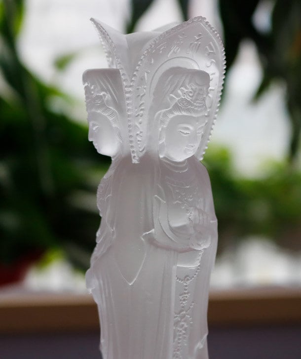 Liu Li 3 Face Guan Yin Statue Ornament | Spiritual Religion | Crystal Art | Goddess of Compassion | Buddha Decoration