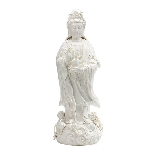 White Porcelain Standing Bodhisattva  Guan Yin | Buddha Statue Ornament | Mindful Gift | Meditation | Goddess of Compassion