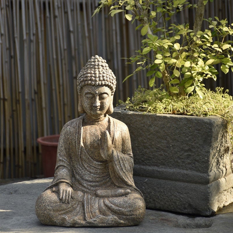 Handmade Buddha Statue Display  | Outdoor Garden Decoration Ornament | Abhaya mudra | Gifting for him or her