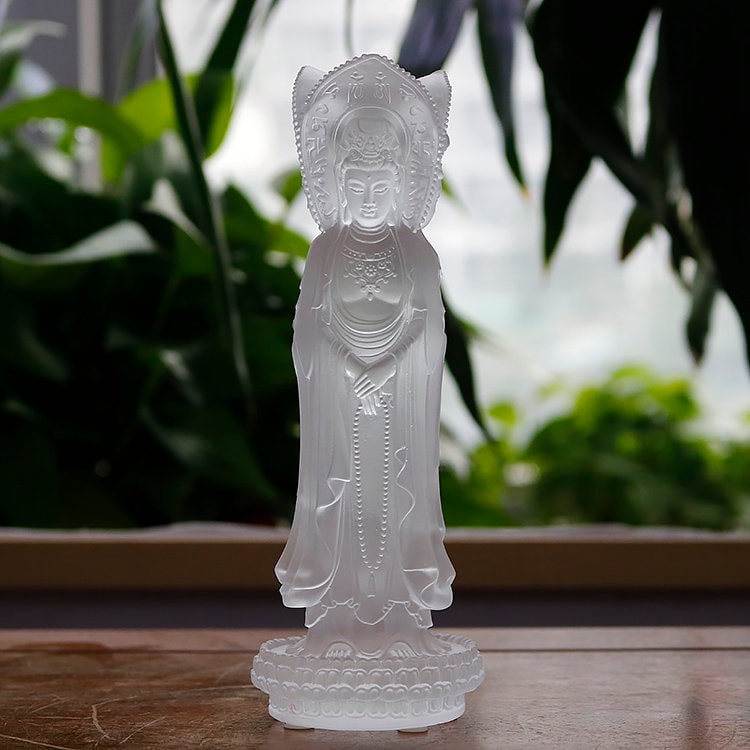 Liu Li 3 Face Guan Yin Statue Ornament | Spiritual Religion | Crystal Art | Goddess of Compassion | Buddha Decoration