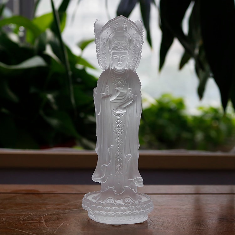 Liu Li 3 Face Guan Yin Statue Ornament | Spiritual Religion | Crystal Art | Goddess of Compassion | Buddha Decoration