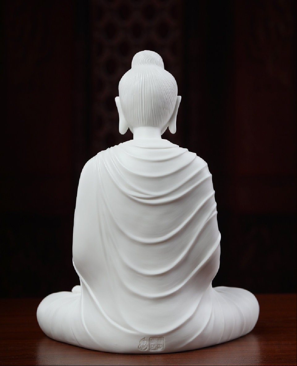Ceramic Sakyamuni Gautama Buddha Statue Ornament | Gift for him or her | Dhyana Mudra | Harmony Peace Serenity | Meditation