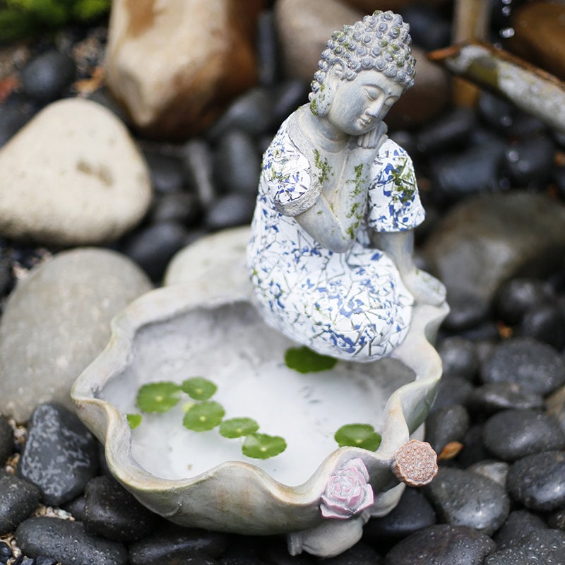 Handmade Resting Buddha Statue and Large Planter Decoration | Outdoor Garden Ornament  | Spiritual and Religion | Meditation