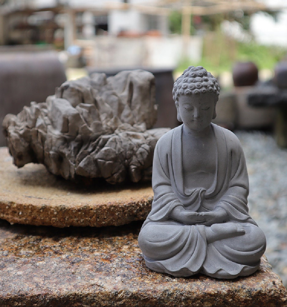 Handmade Cement Buddha Statue Decoration Ornament | Garden Outdoor Living Room Study Room | Religion Spiritual | Gifting for him or her